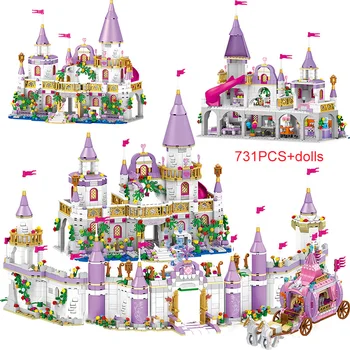 731PCS Seria Princess Castle Blocuri Magice Castelul de Gheata Cărămizi Compatibil Fete Prietenii Jucarii Educative Pentru Copii