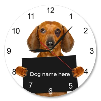 Teckel MugShot Ceas De Perete Personalizat Nume De Câine Modern Ceas De Perete Amuzant Penale Catelus De Poliție Câine Rău Închisoare Închisoare Ceas De Companie