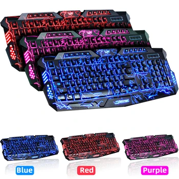 Rusă/engleză Tastatură de Gaming Mouse combo LED 3 Culori USB cu Fir Colorat de Respirație cu iluminare din spate Impermeabil de Calculator Crack Tastaturi