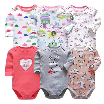6pcs/lot Copil Nou-născut Băieți Fete Body Haine cu Maneca Lunga Moale Pijamale Copii Sugari Salopeta de Moda Haine pentru Copii Seturi de 24m