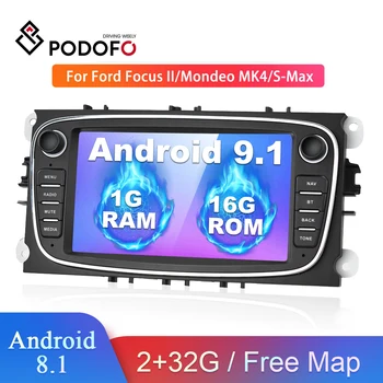 Podofo 2 din Android 8.1 Radio Auto Multimedia GPS, Autoradio 2din Pentru FORD Focus II/Mondeo MK4/S-Max/Galaxy/C-Max/Kuga