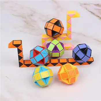 Pachet de 12 de Mini Snake Cube Puzzle cu 24 de Blocuri de Plastic Mini Puzzle Cub de Jucărie pentru Copii Petrecere Sac de Umplere Culori Aleatorii Jucarii
