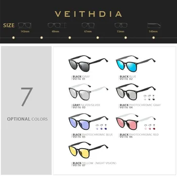 VEITHDIA Brand 2020 Unisex Aluminiu+TR90 Bărbați Fotocromatică Oglindă Polarizat Ochelari de Soare Ochelari de Soare Pentru Femei 6116