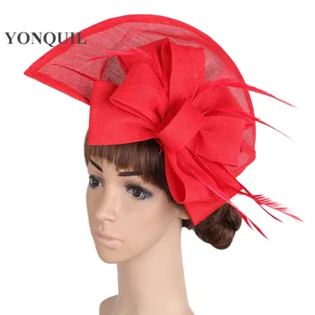Femei Epocă de Mare Derby Buclă Palarioare Pălării Roșii Doamnelor Eveniment Pene articole pentru acoperirea capului Cursa Accesorii de Par Fedora pălăriuțele SYF66