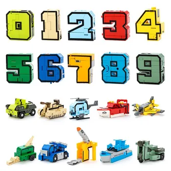 15 buc Transformator Numărul City Creative DIY Blocuri Seturi de Cifre Robot de Jucărie Brinquedos Jucarii Educative pentru Copii