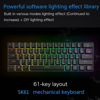 GK61 SK61 61-Cheie Tastatură Mecanică cu Fir USB LED Backlit Axa de Jocuri Mecanice de la Tastatură Pentru Desktop L&K Dropship
