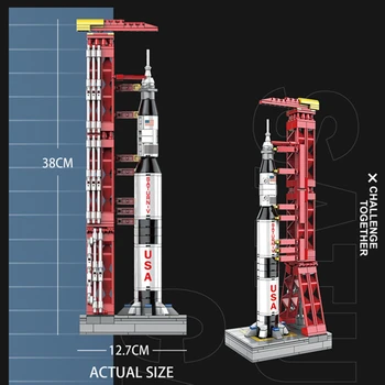 2020 MOC Aerospațială Apolo 11 Lansarea Rachetei Saturn, Spațiu, nave Spațiale Oraș Blocuri Model Clasic Cărămizi Seturi de echipament idei