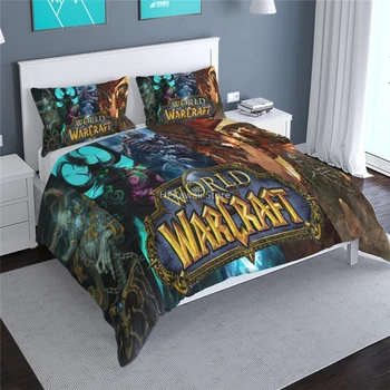 Popular Joc World of Warcraft 3d Set de lenjerie de Pat Duvet Cover Set cu fata de Perna Adult Desene animate pentru Copii Lenjerie de Pat King Size