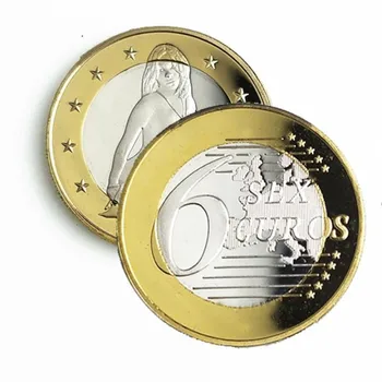 47 Buc Sexy Monede 6 Euro Doamnă Femeie Bi Metal Argint Placat Cu Aur De 32 Mm Valentine Iubitor De Cadou Pentru Adulti Jocuri De Decorare Monede