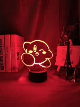 Drăguț Kirby Copilul Lumina de Noapte Led-uri cu Senzor Tactil Color Schimbarea Veioza Cadou pentru Copii Dormitor Copil Decorative Usb Masa 3d Lampa