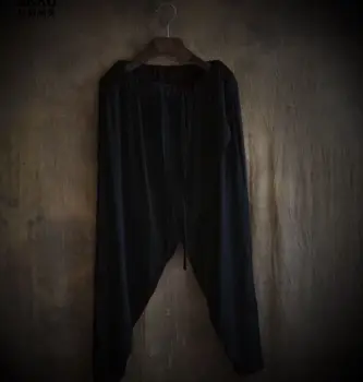 New sosire Personalitate de moda pentru Bărbați Liber Capri pantaloni sex Masculin confortabil subțire elastic haroun pantaloni Negru gri