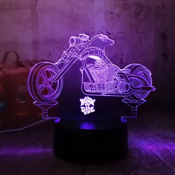 Rece nou Născut Să o Plimbare cu Motocicleta 3D LED Lumini de Noapte RGB 7 Culori USB Touch Dormitor Lampa de Masa Petrecere Acasă Decor Copii lampă de Lavă