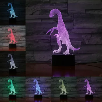 Dinozaur 3D Iluzie Lampă Copii Jucărie Băiat Dormitor de Lângă Lumina de Noapte Creative Touch Control de la Distanță de Animale Atmosfera Lanterna