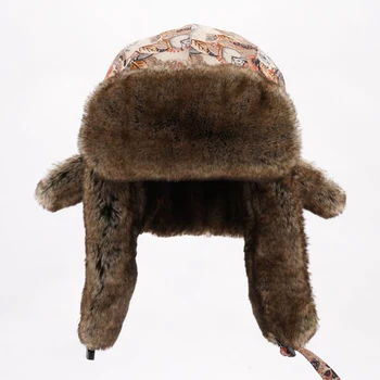 Femei Iarna Bomber Pălărie Florale Lână Blană Ushanka rusă Îngroșa Cald Boem Trapper Pălării cu Urechi