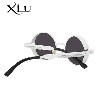 XIU Steampunk ochelari de Soare Barbati Femei de Metal Rotund ochelari de soare Brand de Design de Moda de Epocă Ochelari de Calitate Superioară Oculos UV400