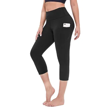 3/4 Femei Stretch Jambiere de Yoga de Fitness Rulează Pantaloni Sport cu Buzunare Antrenament Active Gym Pantaloni Monofazate Jogging pantaloni Capri