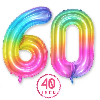 120*80cm-a 60-a zi de Naștere Fericită Fundal Tapiserie Decor Adult De 60 de Ani, Petrecere de Aniversare Curcubeu Numărul Latex, Baloane Folie