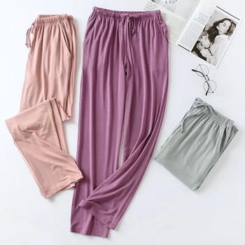 Femei Pantaloni de Pijama Primavara-Vara Noi mult Timp de Dormit Pantaloni Femei Somn Fundul Modal Lounge Purta Plus Dimensiune M-XXL Fdfklak