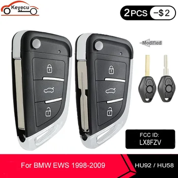 KEYECU Upgrade Flip EWS Telecomanda Auto breloc 315MHz / 433MHz ID44 Chip FCC ID: LX8 FZV pentru BMW EWS 1998-2009 HU92 / HU58 Lama