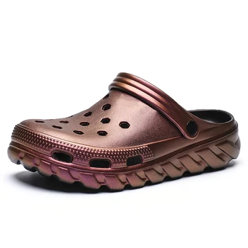 Gaura Pantofi Respirabil Vânzare Bărbați Grădină Negru Casual Cauciuc Saboți De Sex Masculin Sandale De Vară Diapozitive Crocse Înot Jeleu Pantofi