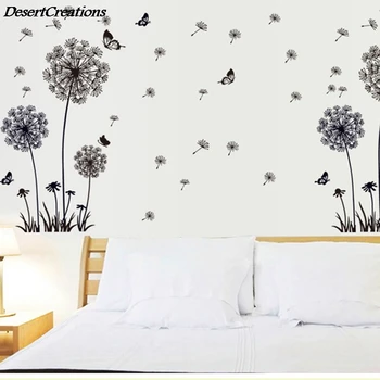 Fluture care Zboară În Păpădie Dormitor, Camera de zi Autocolante de Perete Stil Design Autocolante PVC Decalcomanii de Perete