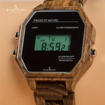 BOBO PASĂRE de Lemn Electronic Ceas Digital Oameni de Moda de Lux Multifuncționale Electronice Mișcarea Ceas Cadou Personalizat смарт часы
