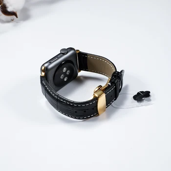 Curea din piele pentru Apple Watch 5 4 Bandă de Piele Apple Watch 44mm 40mm 42mm 38mm iWatch 5 4 3 2 1 Fluture Catarama Bratara