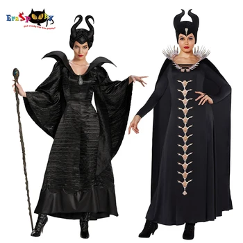 Eraspooky Filmul Maleficent 2 Cosplay Costum De Halloween Pentru Femei Adulte Maleficent Corn Negru Regina Rochie De Mantie Purim Costum De Petrecere