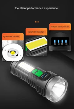USB Reîncărcabilă 8000LM Lanterna 4 Moduri Lanterna LED-uri cu COB Lumină Built-in Baterie 18650 Tactic cel Mai bun Lanterna pentru Camping