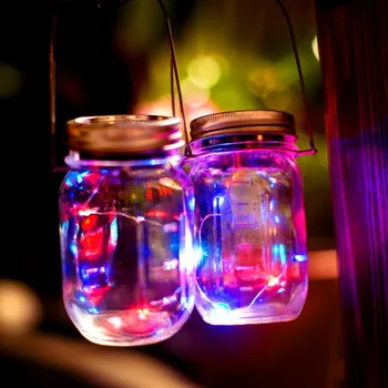 1 BUC LED-uri Impermeabil Lumină Solară în aer liber Borcan Poate Pac Cupru Șir de Lumină Benzi Fir DIY Capac Decor Petrecere de Noapte Lampa de Gradina LED