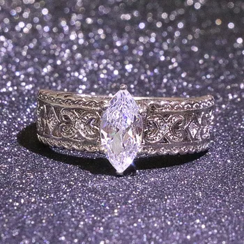 Vintage decupaj 18K Aur Alb Inel cu Diamant Pentru Femei Big AAA Zircon pietre semipretioase Diamond de Nunta Inele de Logodna Bijuterii Fine Cadouri