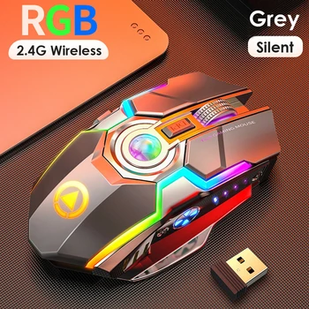 A5 2.4 GHz Wireless Silent Mouse-ul 7 Butoane 3 Viteze 1600 DPI Reglabil RGB lumina de Fundal Mouse-ul Reîncărcabilă Șoareci Optice pentru PC