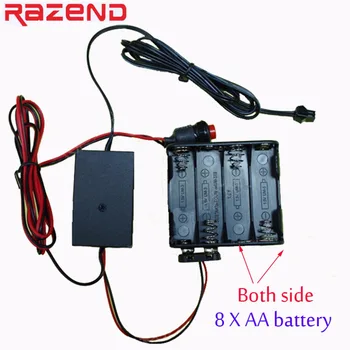 8 Baterii AA cazul 12V Invertor cutie Driver pentru 1m 3m 5m 10m 15m 20m flexibil Strălucire EL Sârmă banda led neon