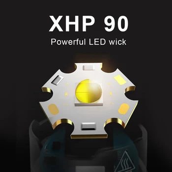 300000 Lumen cele Mai Puternice LED-uri Lanterna 18650 USB XHP90.2 Telescopic Tactice Flash de lumină Impermeabil de Afișare Putere Lampă de Mână
