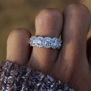 2021 nouă rundă de lux argint 925 set inel de nunta pentru femei lady cadou de aniversare bijuterii vrac vinde de Black Friday R5139