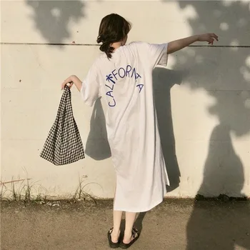 Cămăși de noapte pentru Femei de Vară de la Jumătatea vițel Sleepshirts Scrisoarea Imprimate Casual Îmbrăcăminte Simplă Femei Pijamale la Modă Ulzzang Elegant Chic