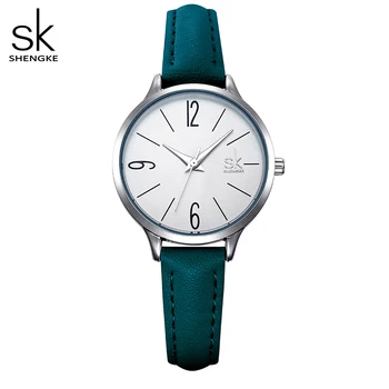 Shengke Ceas De Moda Pentru Femei Casual Din Piele Cuarț Ceas Rotund Încheietura Mîinii Ceas Pentru Femei Albastru Ceas De Trupa Relogio Feminino Reloj Mujer
