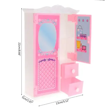 Noul Dulap Jucarie Cu Oglinda Casa Papusa Printesa Mobilier De Dormitor Dulap Papusa Accesorii Pentru Papusi Barbie Jucarii Si Cadouri