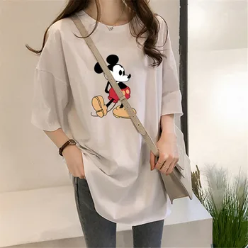 Mickey Mouse T-shirt pentru Femei Topuri Disney Vara Feminin Harajuku Tees T-shirt, O-neck Doamnă Haine Lejere Casual Femei T-shirt