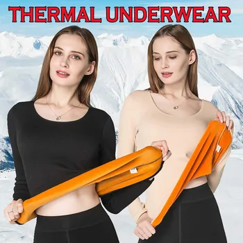 Iarna cu Maneca Lunga Singur Strat de Catifea Termică de Îmbrăcăminte Pentru Femei de Iarnă Lenjerie de corp O-gât de Bază pentru termos Topuri de sex Feminin