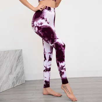 Toamnă Fără Sudură Tie Dye Print Yoga Jambiere Lucra Sală De Fitness, Yoga Pantaloni De Mare Elastic Talie Mare Sport Pantaloni Slim