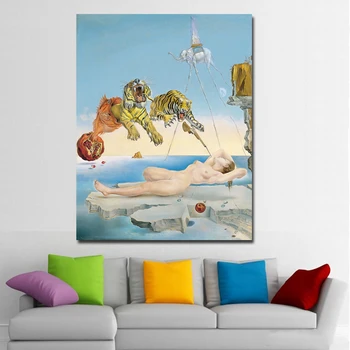Salvador Dali Panza Pictura Arta Abstractă Suprarealism Tigru, Elefant Fata De Arta De Perete Imagini De Imprimare Pentru Camera De Zi, Fara Rama