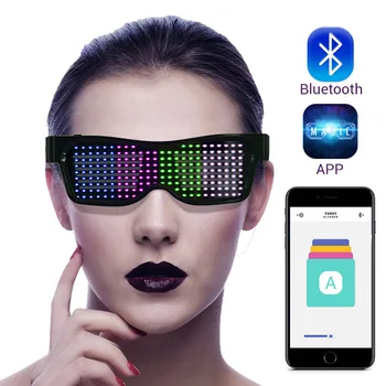 Magic Bluetooth Condus Partidul Ochelari APLICAȚIE de Control Luminos Ochelari de Încărcare USB DIY Editare Multi-lingual Rapidă Led Flash