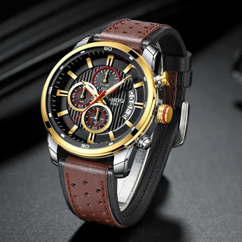 NIBOSI Top Brand de Lux Cronograf Cuarț Ceas pentru Bărbați Ceasuri Sport Armata Militară Piele Încheietura mîinii Ceas cu Ceas Relogio Masculino