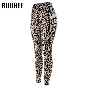 RUUHEE Leopard Legging Pantaloni de Yoga Îmbrăcăminte Sport Plin de Talie Mare Lungime Florale Antrenament Jambiere pentru Fittness Yoga Jambiere
