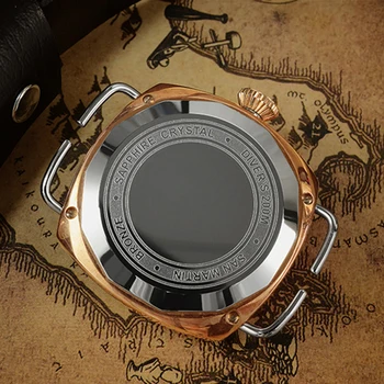 San Martin Nou 00448 bronz ceasuri Automate Rochie casual Ceas de sticlă de safir curea din piele cataramă de bronz pentru bărbați
