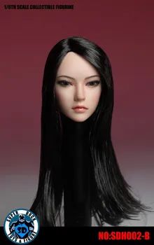 1/6 Asia Cap de Femeie Sculpta Bucle Maro/ Negru Părul lung și Drept SDH002 se Potrivesc pentru 12 inch Femeie Phicen Pal Acțiune SUPER DUCK