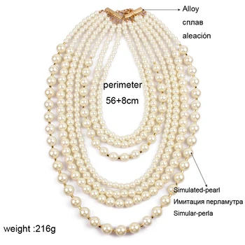 Luna Fată Moda bijuterii Perla display cravată mare colier statement Multistrat Simulate Perla colier lung pentru femei accesorii