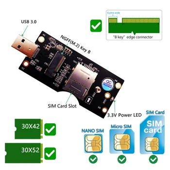 Multi-funcțional Clasic Practice de unitati solid state M. 2 până la USB 3.0 Adaptor de Carduri de Expansiune cu SIM 8pini Slot pentru Card pentru Desktop
