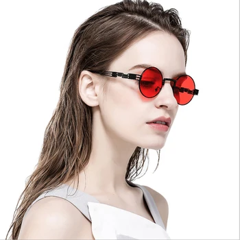 Clasic Rotund Steampunk ochelari de Soare Barbati Femei de Moda de Metal Ochelari de Brand, Design de Epocă ochelari de Soare de Înaltă Calitate UV400 Ochelari